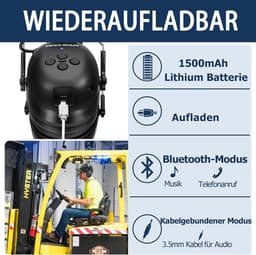 RFWR® Bluetooth 5.0 Gehoorbescherming Hoofdtelefoon met Microfoon en Geluidsreductie - Zwart — thumbnail 5