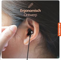 Gaming Oortjes met draad - Haakse 3,5mm Jack Aansluiting - In Ear Oordopjes met microfoon - Ingebouwde afstandsbediening - Zwart — thumbnail 2