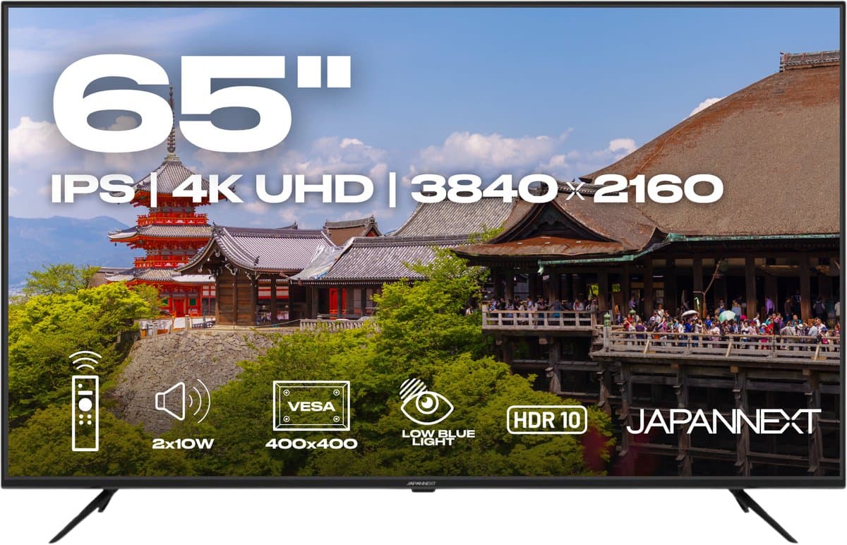 JAPANNEXT Monitor Groot Formaat 65" IPS 4K UHD (3840x2160) | JN-IPS65U — afbeelding 1