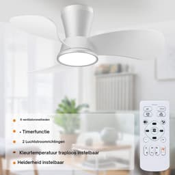 Thuys – Stille Plafondventilator – Met Verlichting – 30 dB – 76 Cm Diameter – Groot Luchtvolume – Afstandsbediening – Timerfunctie — thumbnail 3