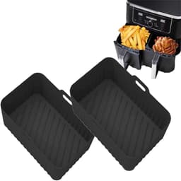Siliconen Mal voor de Heteluchtfriteuse - Heteluchtfriteuse Accessoires - Olie Afvoeren Design - Rechthoekige Heteluchtfriteuse Ovenschaal - Zwart - 19,5x12,7x7 cm - 2 Stuks — thumbnail 1