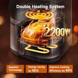 Aigostar OmniCook - Airfryer XXL - 8,8L - Dubbele verwarmingselementen - 2200W - Heteluchtfriteuse met kijkvenster - 13 Programma's — thumbnail 4