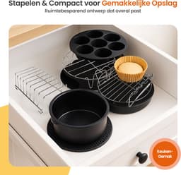 Goliving Airfryer Accessoires Set - Geschikt voor Airfryers vanaf Ø20,5 cm - 50x Cupcake Vormpjes - Bakvorm - Cakevorm - Muffinvorm - Pizzapan — thumbnail 12