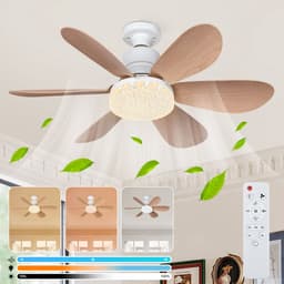 Rosnek Plafondventilator met Verlichting en Afstandsbediening - Ø 52 cm - E27 Aansluiting - 40W LED 3 Kleurtemperaturen Dimbaar - Slaapstand - 2000 Lumen voor Slaapkamer Keuken Woonkamer — thumbnail 1