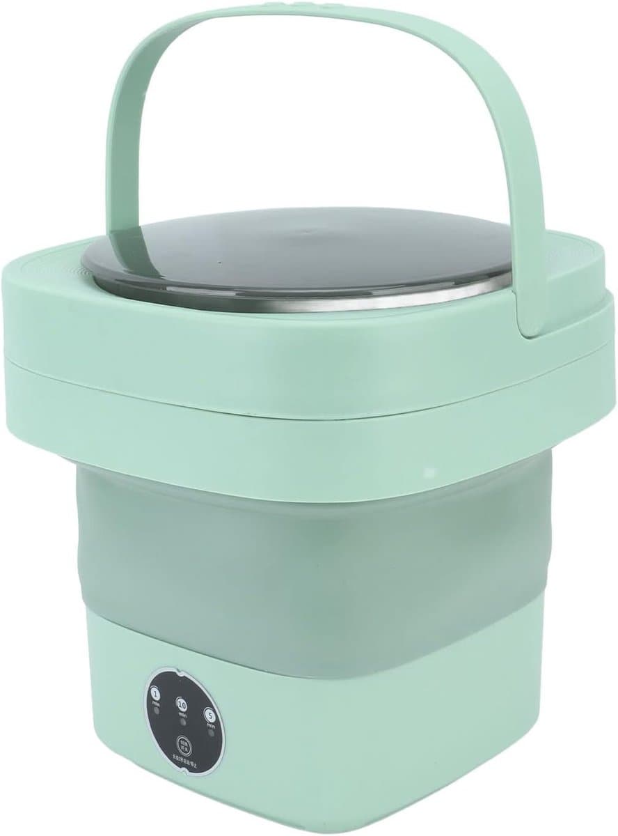 Vouwbare Mini Kleine Draagbare Wasmachine - 100-240V Volledige Appartement Automatische Kleine Ondergoed Vouwbare Wasmachine voor Studentenhuis (Groente) — afbeelding 1
