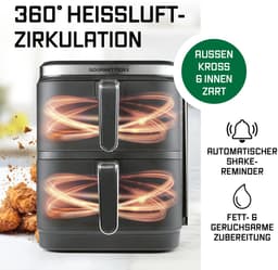 GOURMETmaxx FryUp Verticale heteluchtfriteuse met dubbele kamer, verticale airfryer, inklapbaar touchscreen, 32% ruimtebesparend, inhoud 10 liter, heteluchtfriteuse, 2 kamers — thumbnail 9