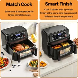 WNHB® Airfryer Heteluchtfriteuse - Enkel of Dubbele Kamer - Touchscreen - 8 Programma’s - Met Kijkvenster — thumbnail 4