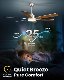 RFWR® Plafondventilator met verlichting 132 cm, dubbelzijdige vleugels, stille werking en afstandsbediening — thumbnail 3