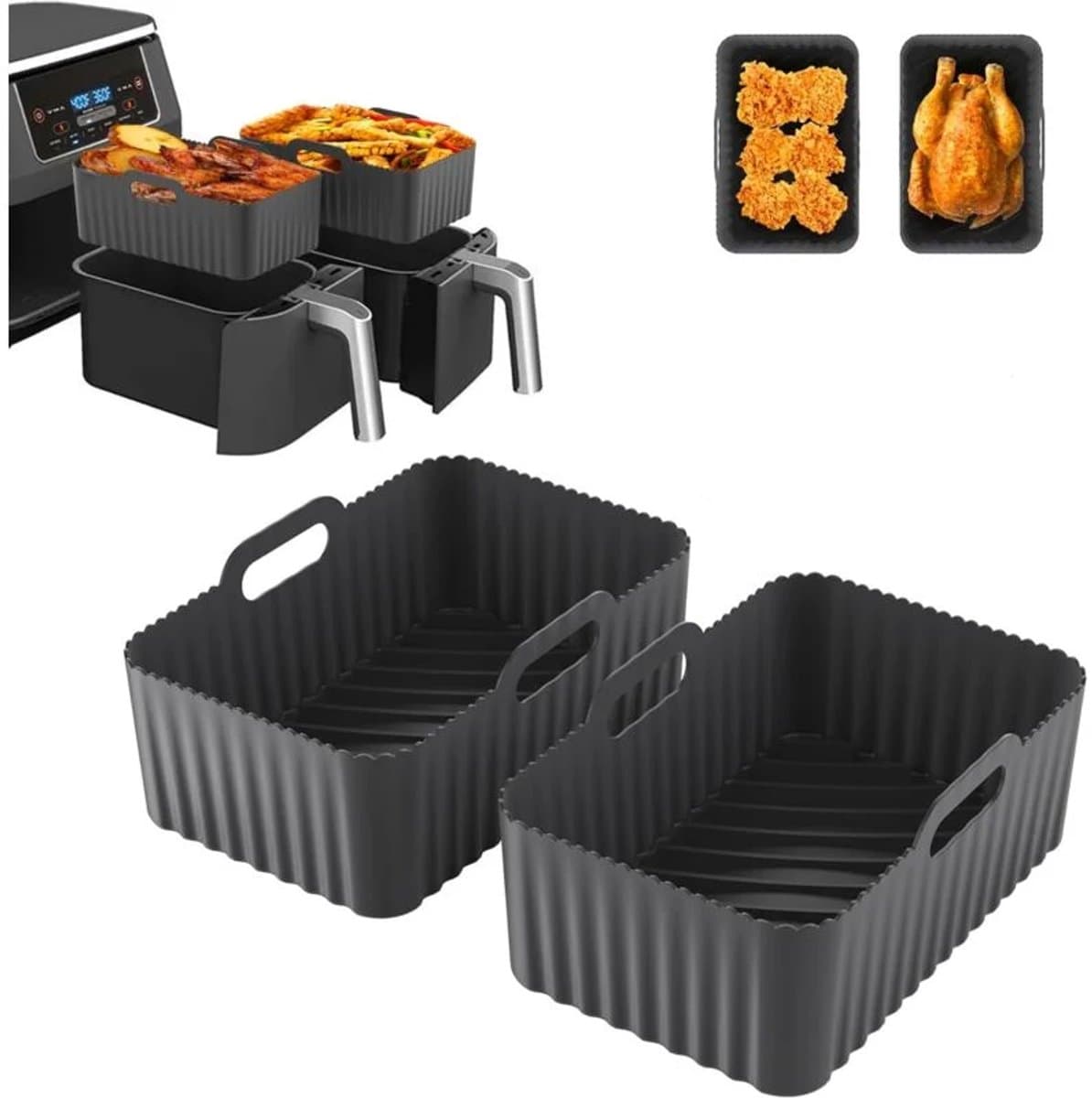 Siliconen mal - 4 stuks accessoires geschikt voor - Airfryer siliconen mal - geschikt voor Double Stack XL - SL400EU - Foodi Max AF500EU - AF400EU - AF451EU - AF300EU friteuse — afbeelding 1