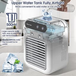 mobiele airco-Mobiele airco zonder afvoer-mobiele airco voor slaapkamer-mobiele airco met waterbak -25W Mini draagbare airconditioner - 2 koele luchtstralen - 2 snelheden persoonlijke koelventilator - voor slaapkamer, kantoor, buiten — thumbnail 2