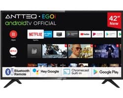 Antteq G42 - 42 Inch Smart TV - Full HD (1080p) - Android TV met Google Assistant - Netflix, YouTube & Play Store - Bluetooth Voice Remote - HDR & Triple Tuner