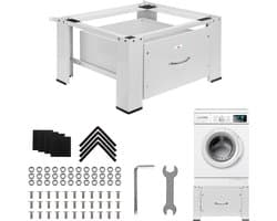 Maclean - Wasmachine Verhoger - Sokkel voor wasmachine/droger met lade - Wasdrogeronderstel - max. belasting 150kg, wit, MC-117 W