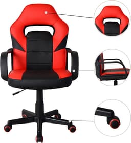 Gamestoel Thomas junior - bureaustoel gaming stijl - hoogte verstelbaar - rood zwart — thumbnail 2