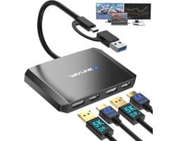 DisplayLink USB 3.0 en USB C naar DisplayPort HDMI adapter, dual 5K/4K @60Hz monitorhub voor Windows en Mac