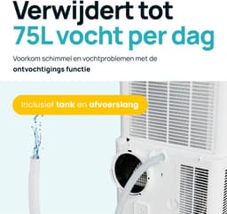 MOA Mobiele Airco - 12.000 BTU - 3-in-1 - Met Afstandbediening - Tot 35m² - Airconditioner met Ontvochtigingsfunctie - Raamafdichtingskit - Wit — thumbnail 6