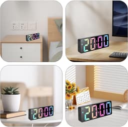 Digitale LED Wekker met Stemgesturing – Slaapkamer Klok met Temperatuur & Kalender – Instelbare Helderheid & USB-C Oplaadbaar – Zwart / 1 stuks — thumbnail 5