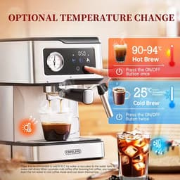 Smart Touch 20-bar espressomachine – 1,5L & stoomfunctie — thumbnail 4