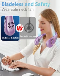 Draadloze Opvouwbare Nekventilator met 4 Snelheden - Draagbare USB Oplaadbare Ventilator in Paars — thumbnail 5