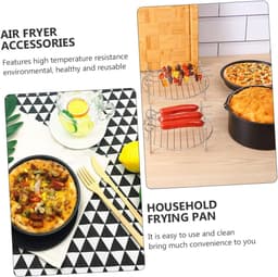 Accessoires voor de airfryer - 5-delige set - Inclusief bakvorm en rooster - Bakmand - Bakgereedschap - 16 cm diameter (6 inch) - Geschikt voor 2,3L-3,2L inhoud - Gemakkelijk schoon te maken - Zwart — thumbnail 5