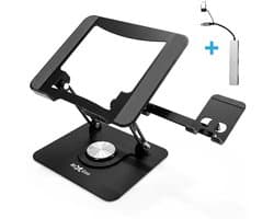 NexGen Laptop Standaard Ergonomisch Aluminium - USB Hub - Telefoonhouder - 360* Draaibaar - Universeel 10 tot 17.4 inch - Ergonomisch - Zwart