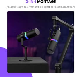 Truskore USB Gaming Microfoon Met Arm - RGB - PC Gaming - Geschikt voor PC/PS4/PS5/MAC - Podcast - Streaming - Luxe Microfoon -Zwart — thumbnail 3