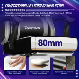 Elekiatech Gaming Stoel - Gamestoel mit 90°-170° Rugleuning - Gaming Chair met Inklapbare Voetensteun - Game Stoel met Zachte Armleuningen - Max. Draagvermogen 150 kg — thumbnail 3