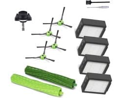 Geschikt voor Vervangende onderdelen Accessoires voor iRobot Roomba J7 i7 i6 i3 i4 i2 i5 i8 i1+/Plus e5 e6 I E J Serie Stofzuiger, 1 set rubberen rolborstels, 4 filters, 4 stuks eidingborstel