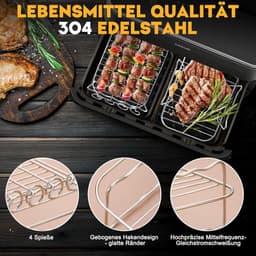 Heteluchtfriteuse accessoires Gescht voor Cosori Dual Blaze TwinFry XXL 10 l - Cosori heteluchtfriteuse 10 l siliconen vorm accessoires (1 x 10 l en 2 x 5 l) - met grillrooster, andere accessoires — thumbnail 4