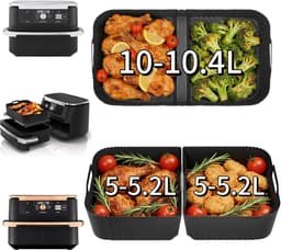 3 Stuks Groter Siliconen Airfryer Pan Gescht voor Ninja Dual Foodi FlexDrawer AF500EU, Airfryer Siliconen Pot Mand voor Ninja AF500EU 10,4L, Airfryer Accessoires Basket voor Ninja luchtfriteuse — thumbnail 3