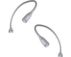 Flexibele LED Bedlamp met USB Oplader - Leeslamp Zilver Grijs Aluminium (Set van 1 of 2)