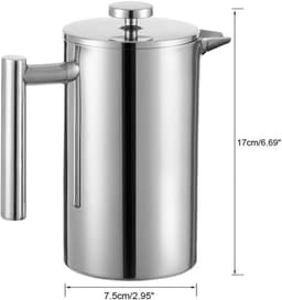 French Press Koffiezetapparaat - Koffiepers - french press - cafetiere - 350 Liter French Press - Roestvrij staal - Zilver — thumbnail 2