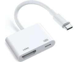 Witte USB-C Naar HDMI-adapter Die 4K 60Hz-uitvoer Ondersteunt, Met 100W PD Snelladen, Compatibel Met Smartphones, Laptops En Tablets Voor Aansluiting Op HD-televisies, Projectoren En Monitoren