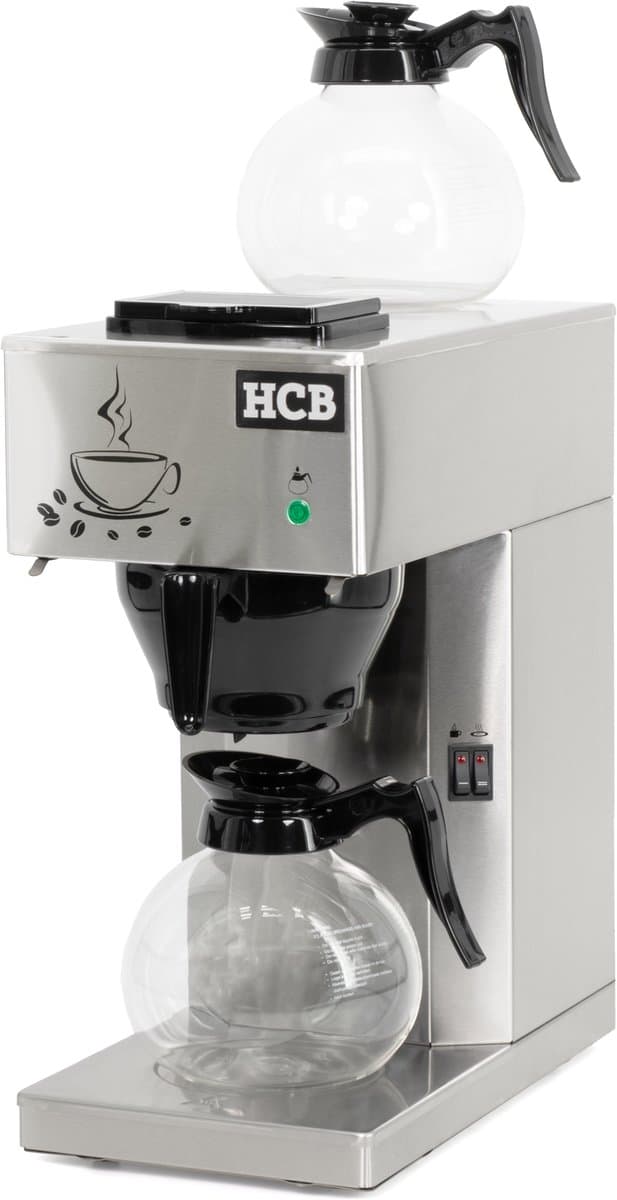 HCB® - Professionele Horeca Koffiezetapparaat - 2 x 1,8 liter - 230V - RVS / INOX - Filter machine voor koffie - Filtermachine - Filterkoffie - 40.5x20.5x45.5 cm (DxBxH) - 9 kg - 1713 — afbeelding 1