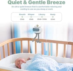 Stille USB-ventilator voor kinderwagens - Oplaadbaar, 4 Snelheden, Flexibel Statief en Handheld Gebruik — thumbnail 2