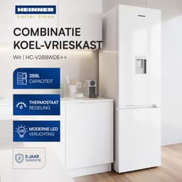 Heinner HC-V288WDE++ Koel-vriescombinatie met Waterdispenser 288 L – Low Frost – Super Freezing – Mechanische Bediening – Omkeerbare Deur – Wit – 5 Jaar Garantie — thumbnail 5