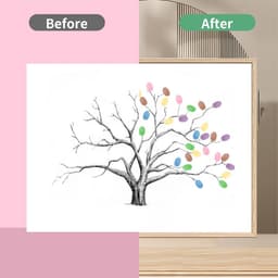 Vingerafdrukboom Canvas voor Bruiloft, Verjaardag of Feest - Uniek Gastenboek DIY Aandenken 30x40 cm — thumbnail 4