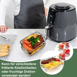 Accessoireset voor airfryer, gemaakt van roestvrij staal – drielaags metalen rooster, geschikt voor airfryers, te gebruiken als uitlek- en grillrooster, voedselveilig en duurzaam. — thumbnail 2