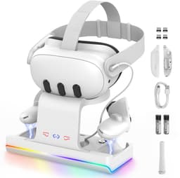 Gloovon® - VR Oplaadstation - VR Console Standaard - RGB-verlichting - Oplaadstandaard Controller Oplader - Oculus Quest 3 Accessoires - Geschikt voor Meta Quest 3 — thumbnail 1