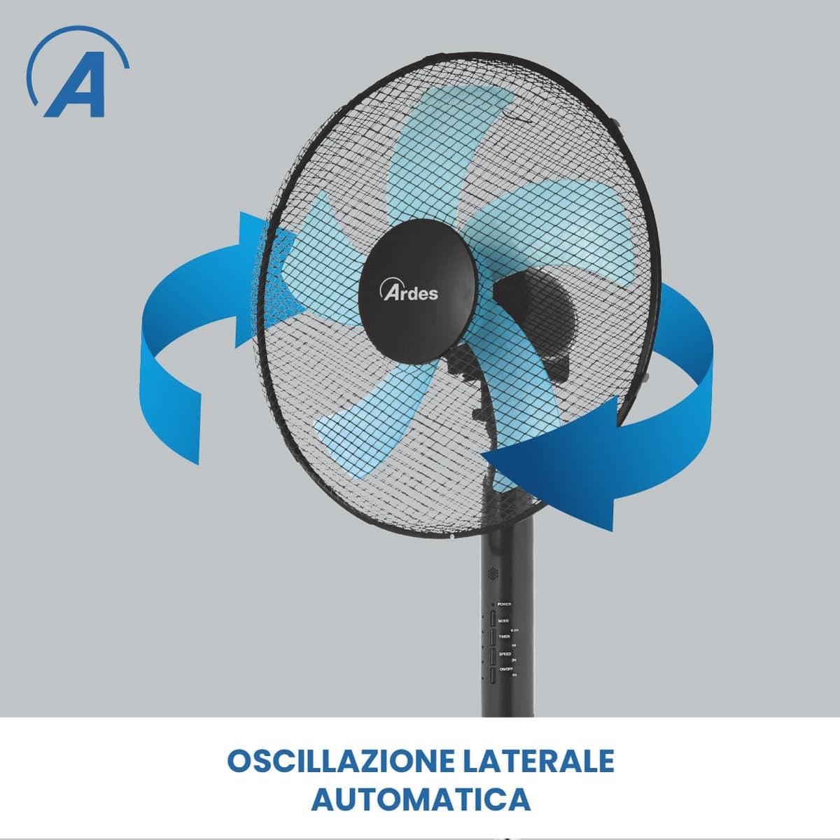 Stille Staande Ventilator met Afstandsbediening - 40 cm Oscillerend met 5 Vleugels en Instelbare Timer — afbeelding 1