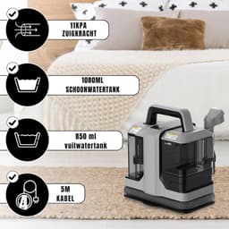 MMM® Tapijtreiniger Machine - Tapijtreiniger Stofzuiger - Tapijtreiniger - Vlekkenreiniger - Bankreiniger - 450W - Grijs- ‎30CM x 16CM x 26 CM — thumbnail 3