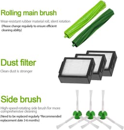 Vervangende onderdelen en accessoiresset: filters- zijborstels en wielen voor iRobot Roomba i7- i7+ en E5- E6 en E7 stofzuigers-11-delige set — thumbnail 5