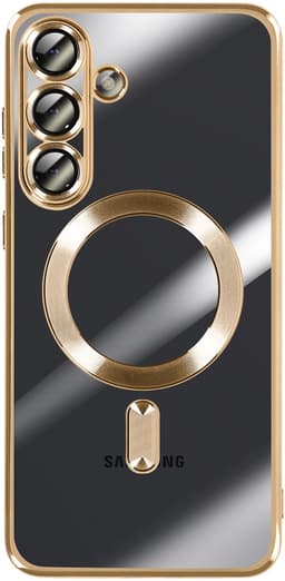 Avizar Hoes Geschikt voor Samsung Galaxy S25 FE MagSafe Zacht Schokbestendig met Chromen Rand, Goud — thumbnail 3