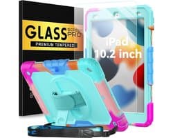 iPad-hoes voor 10,2 inch 9e generatie 2021/2020 met gehard glas schermbeschermer en standaard