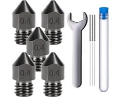 5x Gehard Stalen 0.4mm MK8 3D Printer Nozzles Extruder Set met Reinigingsnaalden