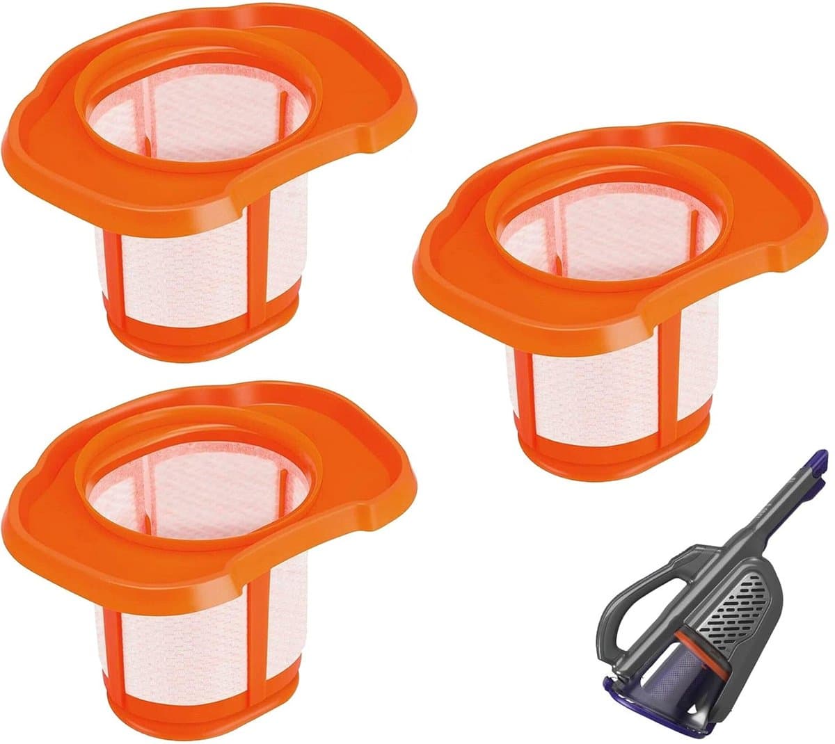 Stof Filter - 3 stuks - Geschikt voor Black & Decker BHHV520BT BHHV520BFP BHHV320B BHHV320J BHHV520BF BHHV520JF - Filteraccessoires - Stofzuigerfilters vervangende accessoire - Wasbaar - Stofzuiger Onderdelen — afbeelding 1