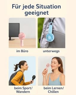 Mini USB-ventilator met karabijnhaak - oplaadbaar en draagbaar met 3 snelheden voor binnen en buiten — thumbnail 4