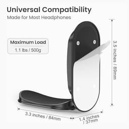 Opvouwbare Hoofdtelefoonstandaard met Zelfklevende Hoofdbanden – Muurmontage Koptelefoon Clip voor Gaming Accessoires - Zwart — thumbnail 5