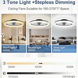 Moderne Plafondventilator met Licht en Afstandsbediening - Stille 6 Snelheden LED Plafondlamp voor Slaapkamer en Woonkamer - 24W Dimbare Kleine Plafondlamp 40CM — thumbnail 4
