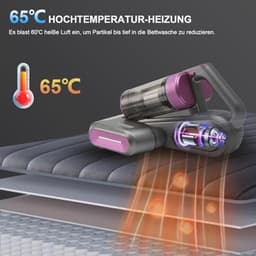 Draadloze Matrasstofzuiger met UV-C en Ultrasoon Geluid voor Een Grondige Reiniging van Bed en Meubels — thumbnail 5