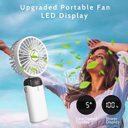 Draagbare USB Handventilator - Mini Ventilator met 5 Versnellingen, Oplaadbare Batterij en Stille Werking voor Thuis en Reizen — thumbnail 5
